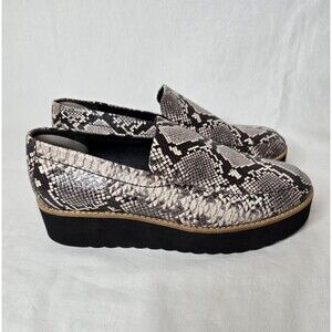 Vince Snake-Print Platform Loafers in Black and White